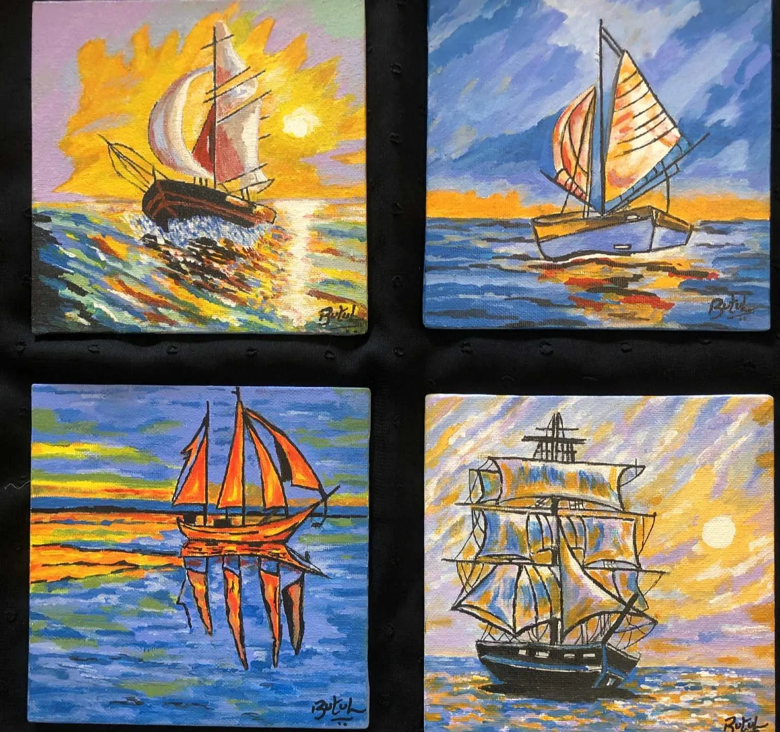 Painting of a red candle with flame